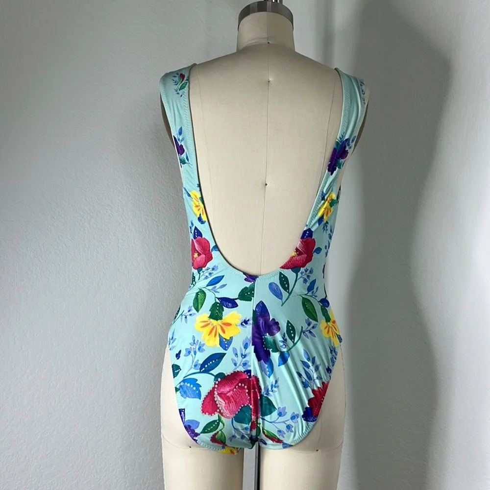 Gideon Oberson V Plunge Floral Swimsuit